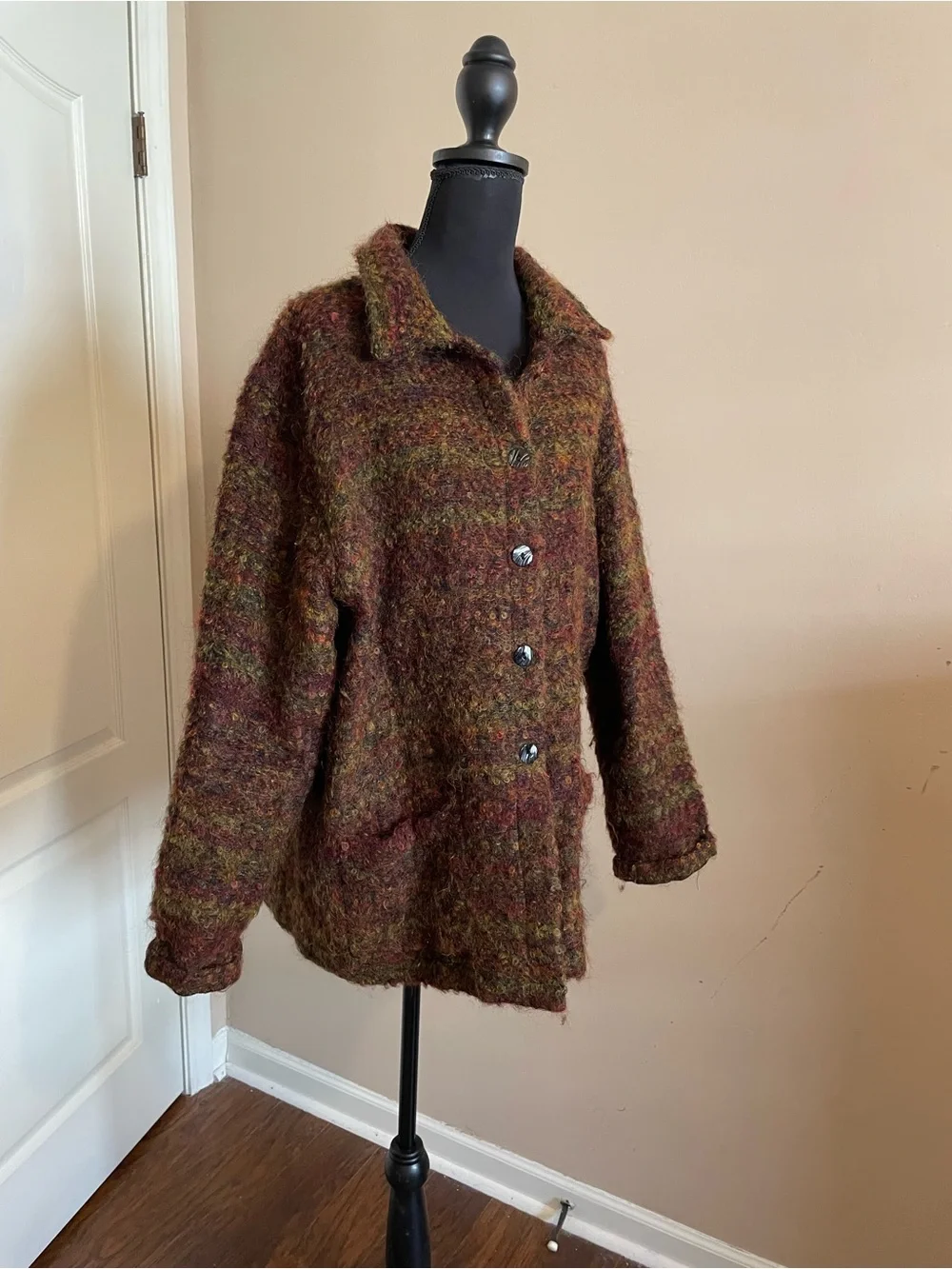 Vintage Chico’s Design Wool Blend Boucle Jacket Cardigan Artsy Lagenlook Size XL - Picture 3 of 11
